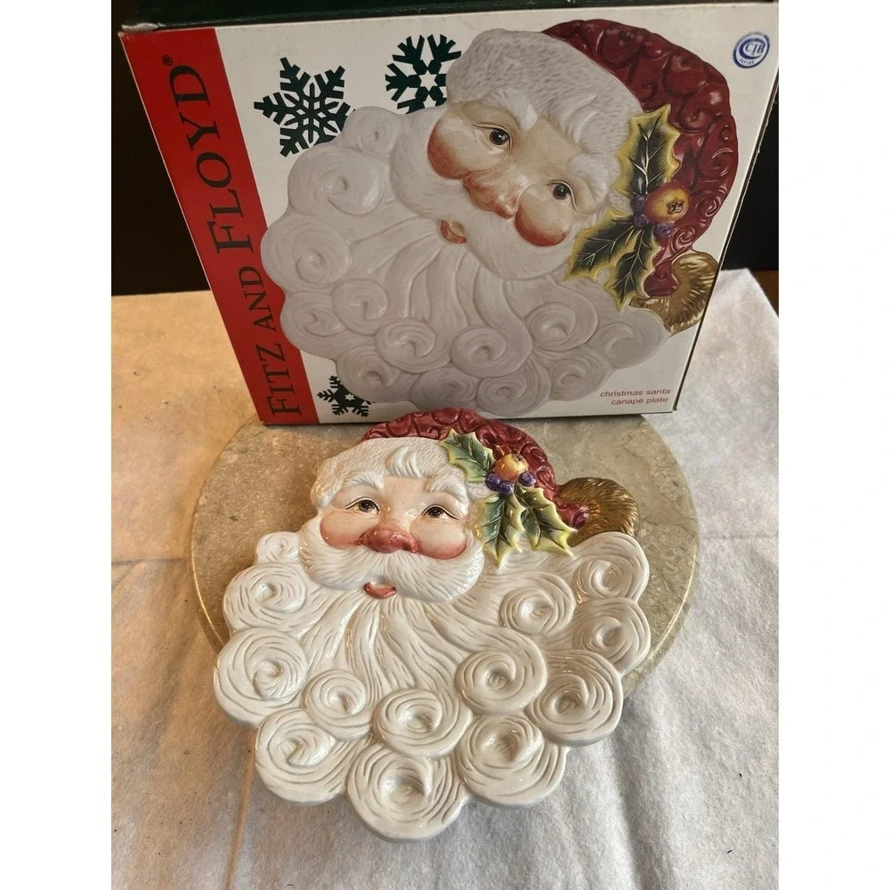 Fitz And Floyd Santa Christmas Canapé  Plate